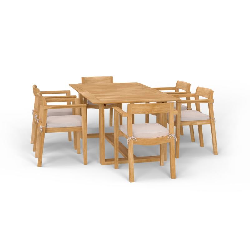 alt="7 pc Horizon Teak Rectangular Dining Set - Picture H"