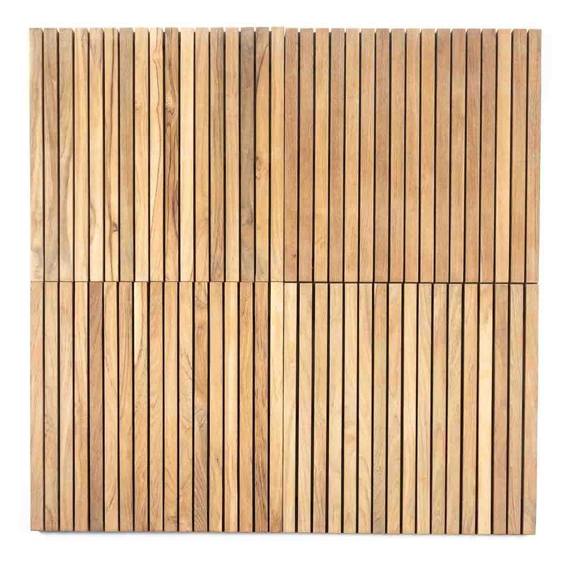alt="18403 Callebotise Teak Floor Tile showing 4 tiles on white background"
