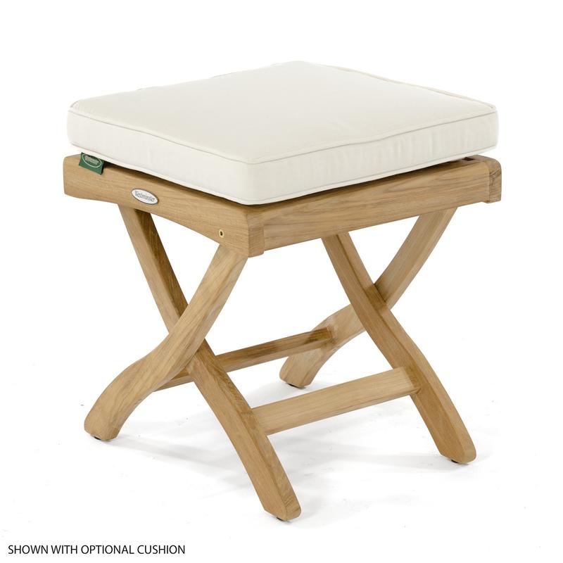 alt="18600 Barbuda Ottoman Side Table angled view with optional canvas cushion on top on white background"