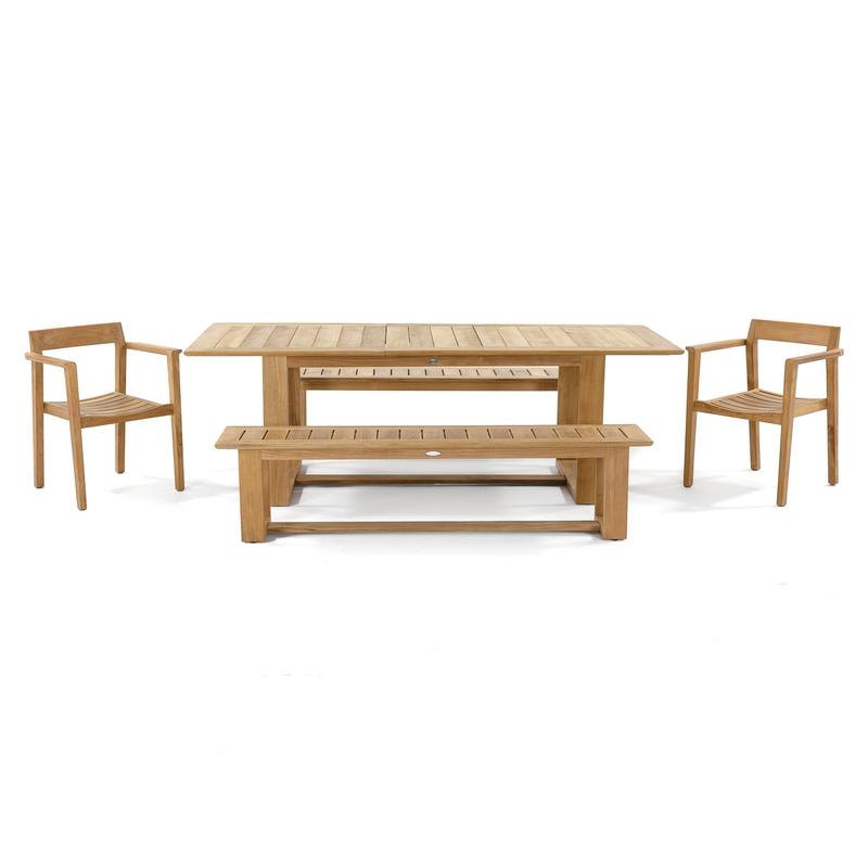 alt="Horizon Teak Table & Bench Set - Picture D"