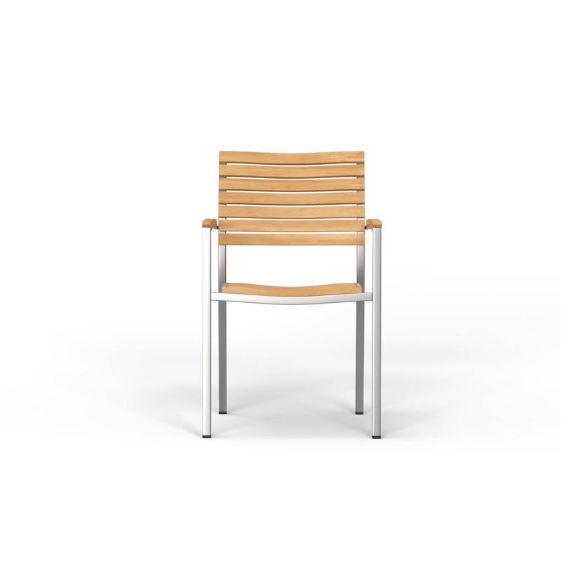 alt="Vogue Teak & Stainless Steel Stacking Armchair - Picture D"
