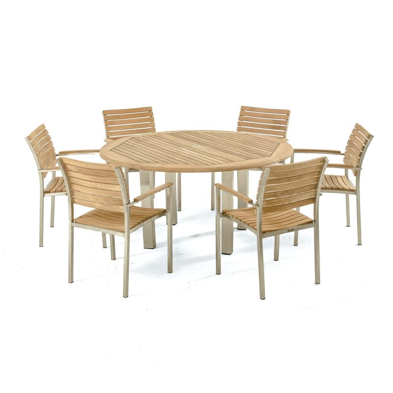alt=" 70442  Vogue Teak 7 pc Dining Set on white background"