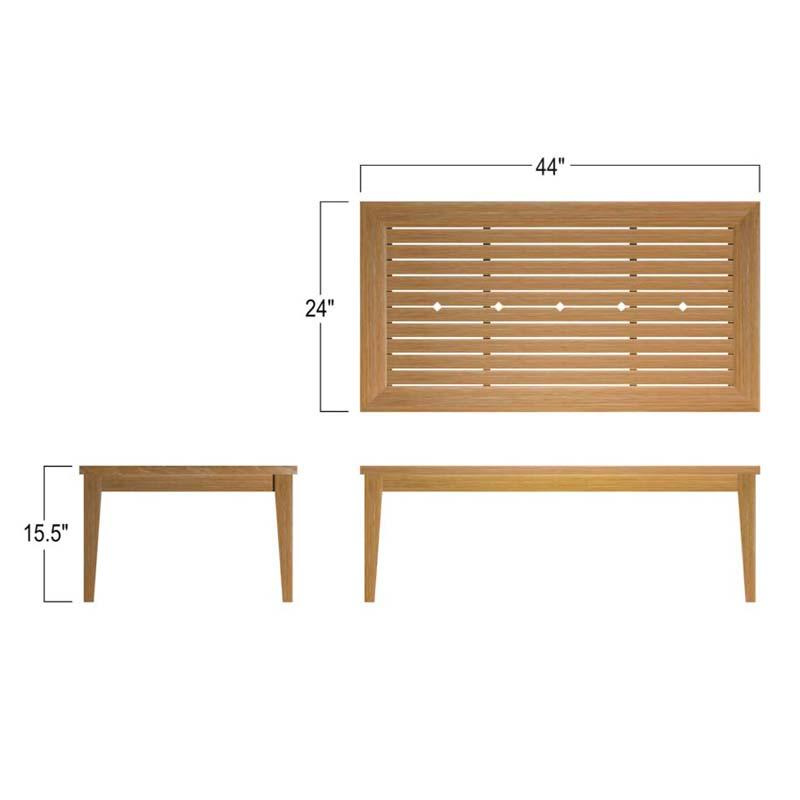 alt="rectangular low coffee table teak"