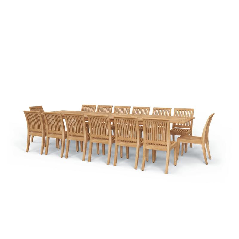 alt="Laguna 15 pc Teak Outdoor Dining Set - Picture B"
