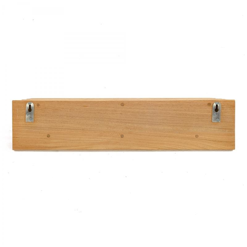 alt="18730 Pacifica Towel Shelf bottom view hanging on wall showing hooks on white background"