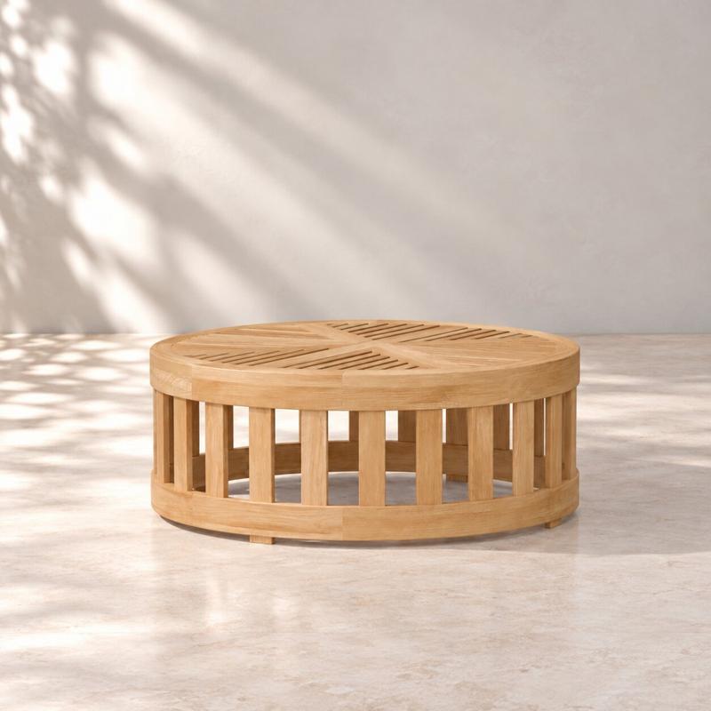 alt="Kafelonia Round Teak Coffee Table - Picture A"