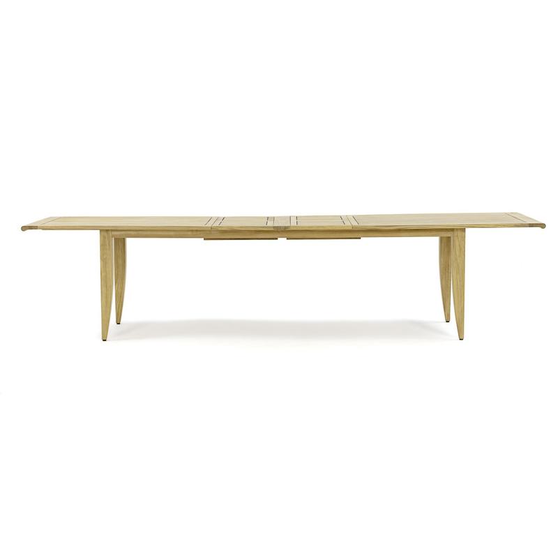 alt="70812 Laguna Sussex teak rectangular dining table side profile on white background"