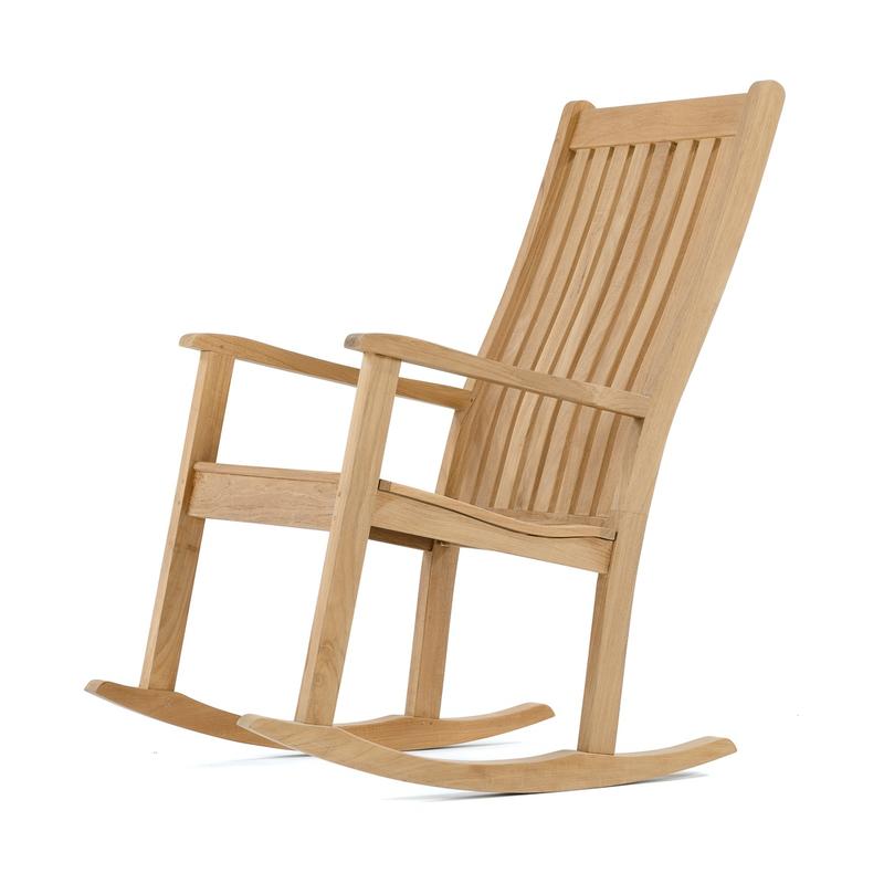 alt="12223 veranda teak rocker angled front view on white background"