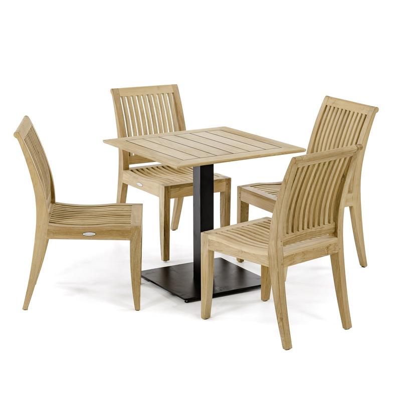 alt="15483 Vogue 30 inch square table top and optional black coated table base and 4 side chairs on white background"