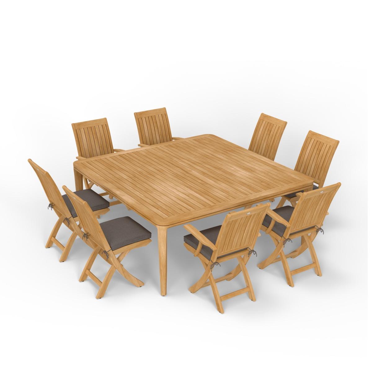9 pc Veranda Teak Patio Barbuda Square Dining Set — picture A