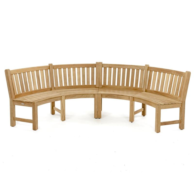 alt="70862 Buckingham teak 6ft curved bench set of 2 together on white background"