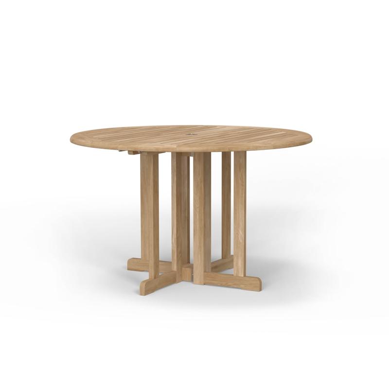 alt="15623S Barbuda 4 foot Table half folded on white background"