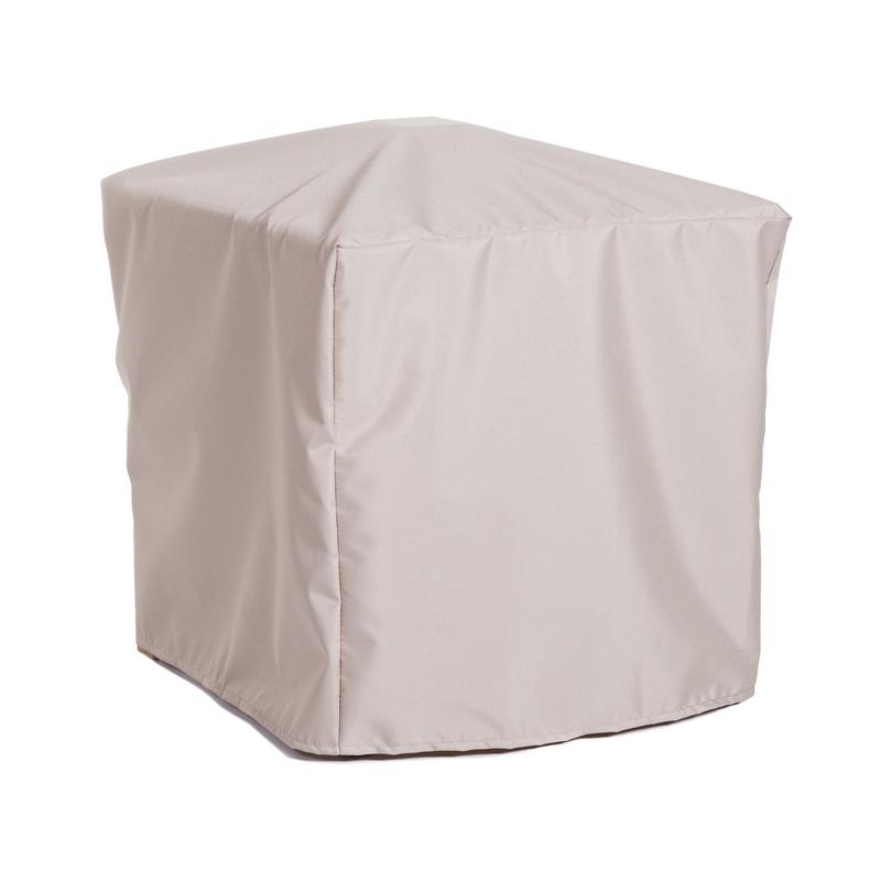 alt="68625 Pacifica Stool Cover for 18625 Pacifica Teak Stool angled side view on white background "