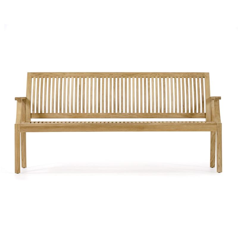 alt="13812 Laguna 5 foot long Teak Bench front view on white background"