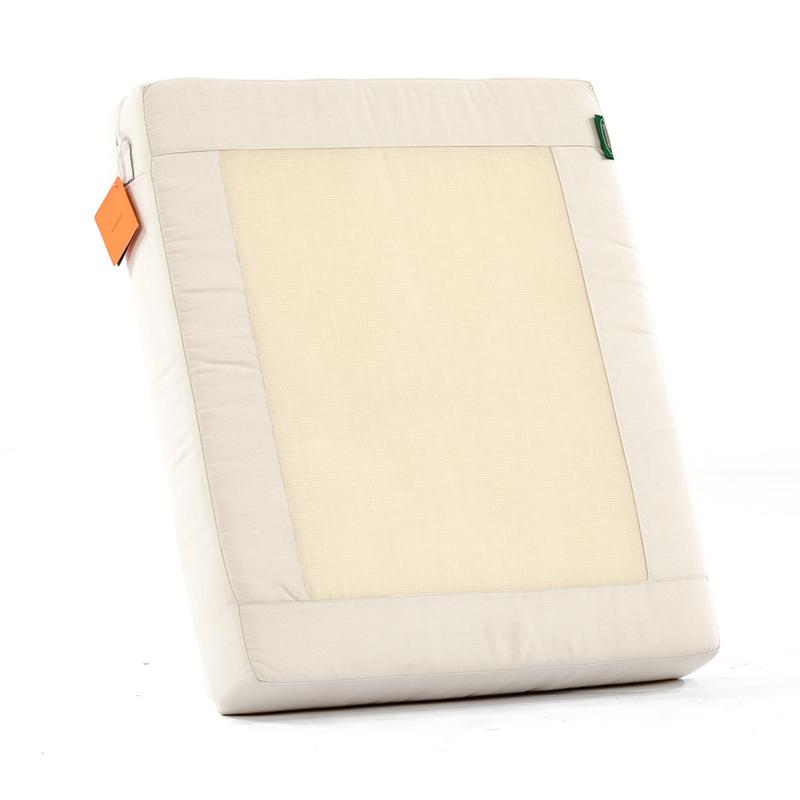 alt="31001dp Malaga collection armchair canvas colored seat cushion bottom view on white background"