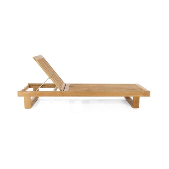 16770 Horizon Teak Chaise Lounger facing to the right with the seat inclined on a white background