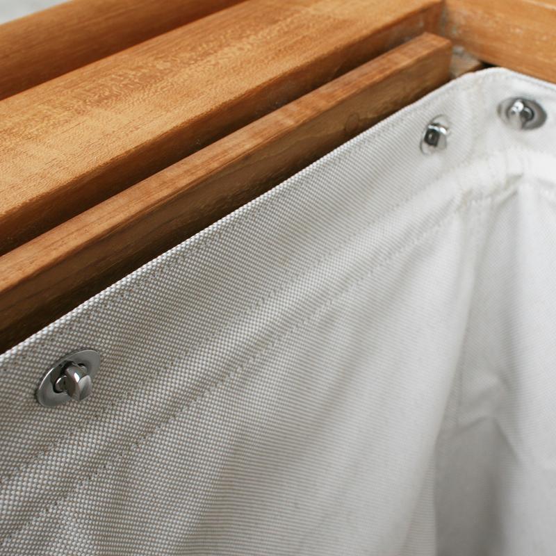 alt="78165CV Laundry Bag Retrofit for Teak Palazzo Series Receptacles closeup view of attachments "