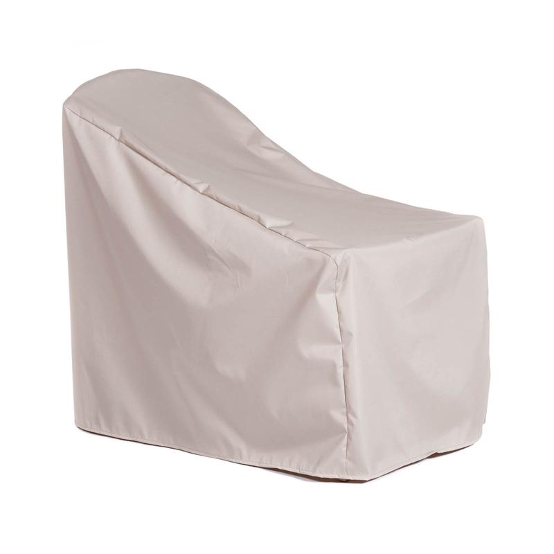 alt="62221 Adirondack Lounger Cover for 12221 Adirondack Teak Lounger side angled view on white background "