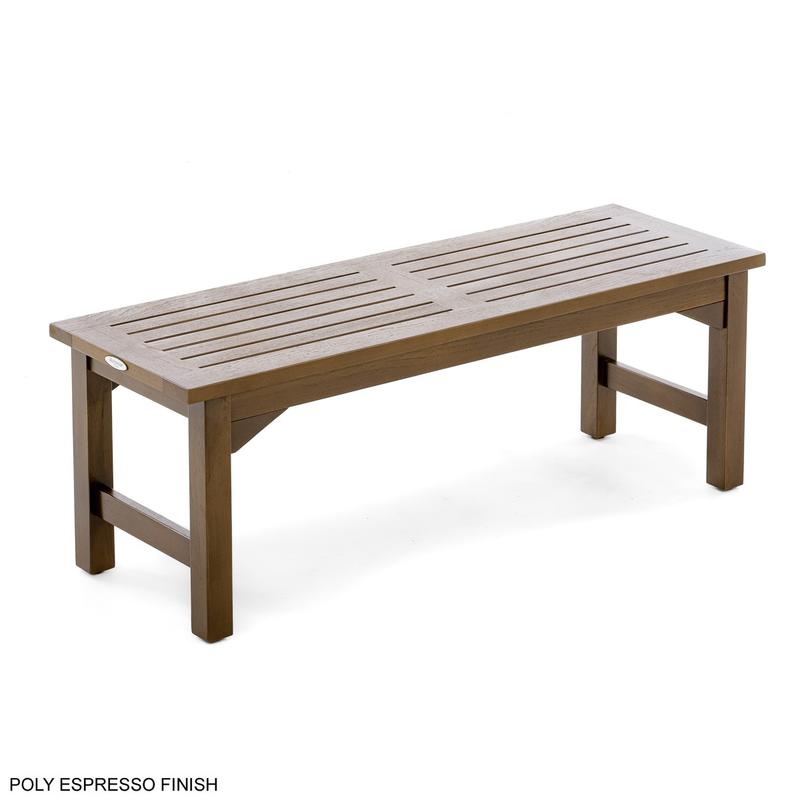 alt="13929 Veranda teak 5 foot long Backless Bench in Poly Espresso Finish in angled view on white background"