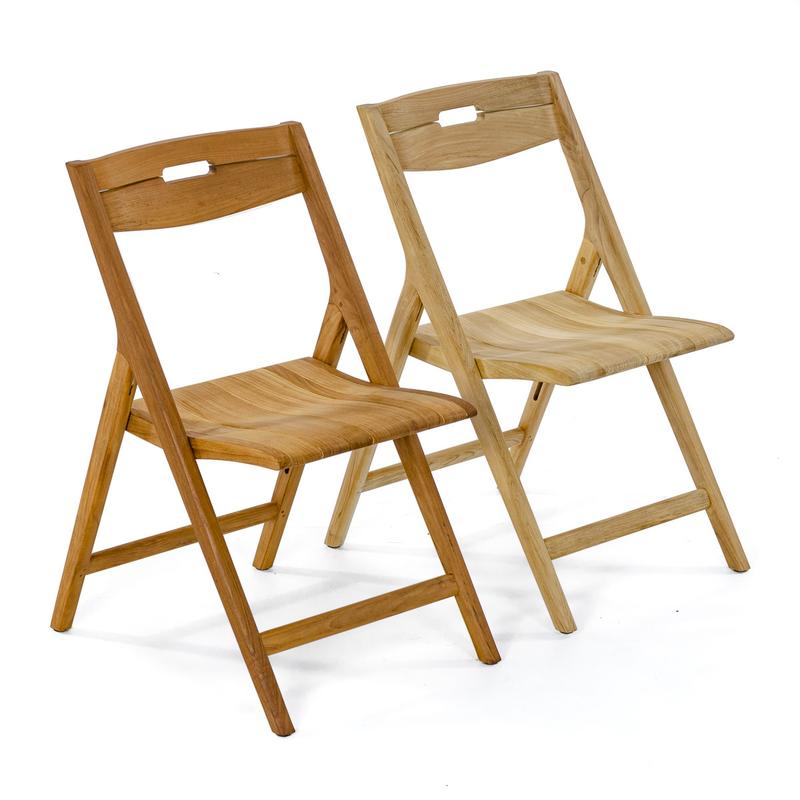 alt="30120 Amazon Lite N Easy Teak Oil applied one of two Surf Folding chairs in angled view on white background"