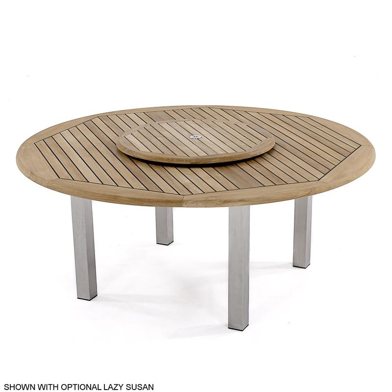 alt="Vogue Teak & Stainless Steel  Dining Set for 8 - Picture M"