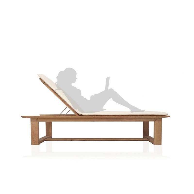 alt="Horizon Teak Chaise Lounger with Sunbrella Cushion - Picture F"