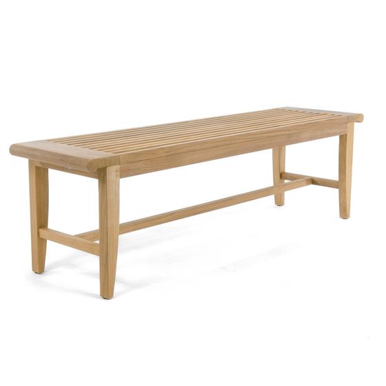 13916 Laguna Teak 5 foot Backless Bench angled view on white background