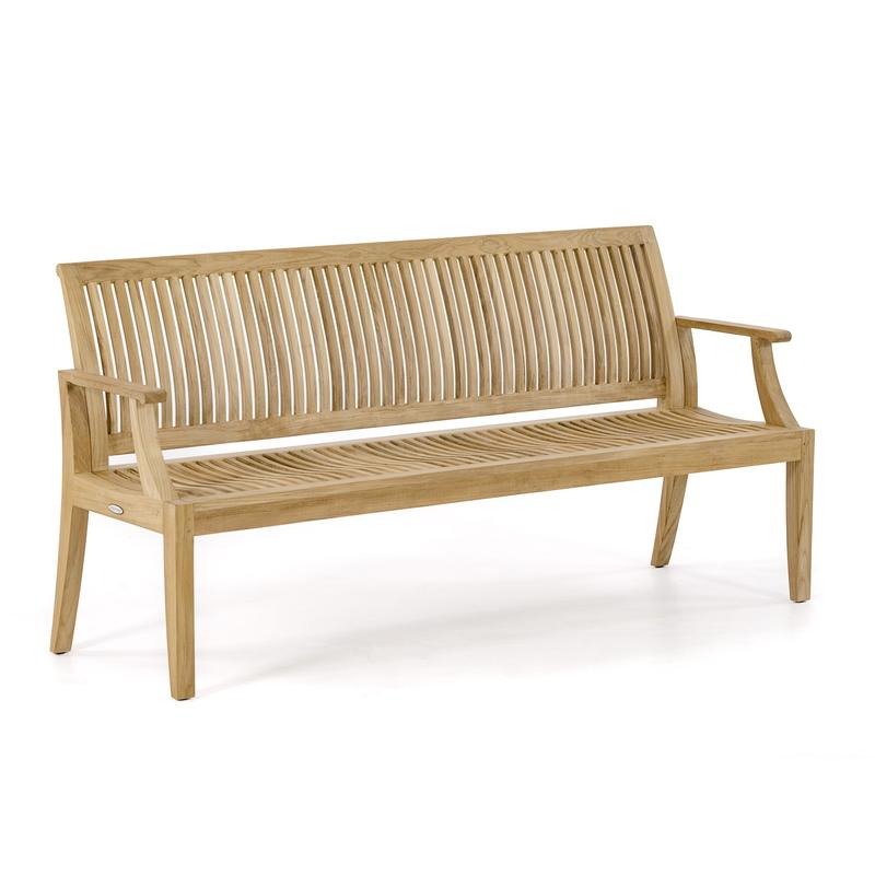 alt="13812 Laguna 5 foot long Teak Bench angled view on white background"