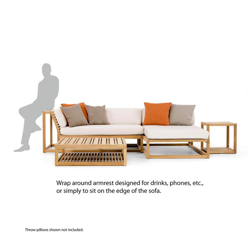 alt="70658 Maya 4pc Lounge Set with cushions and four throw pillows showing silhouette leaning against the armrest on white background"