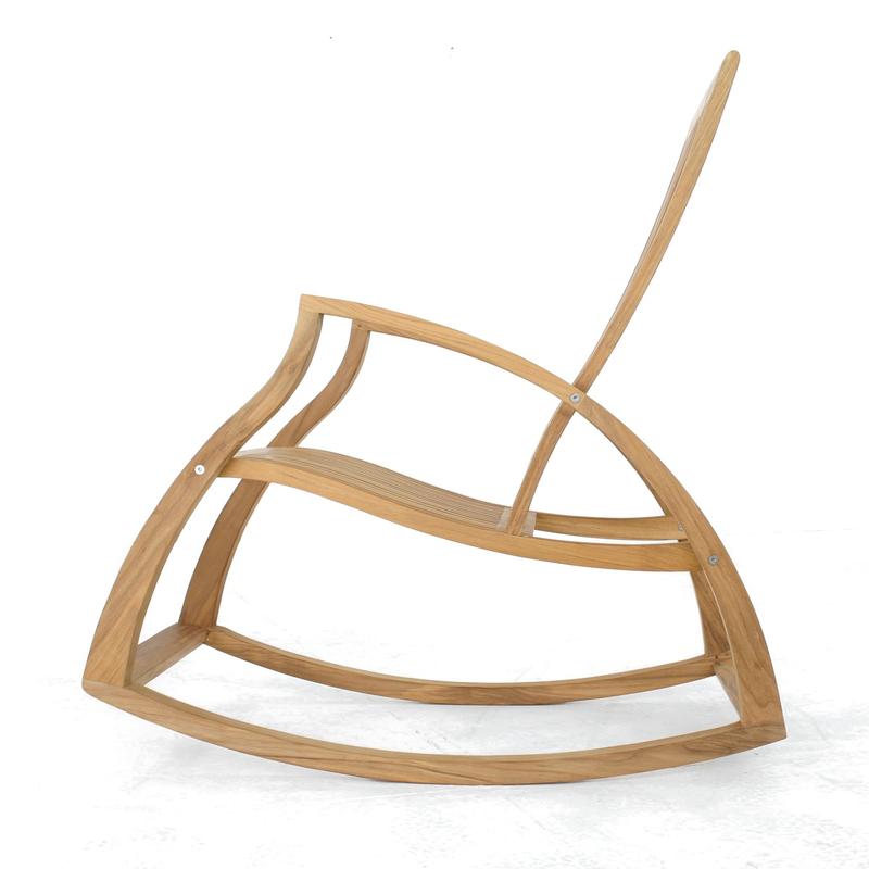 alt="16419 Aria Teak Rocker left side view on white background"