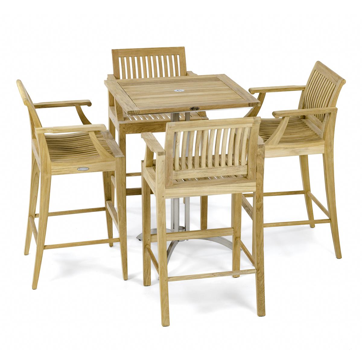 Square Laguna Teak Dining Barstool Set — picture A