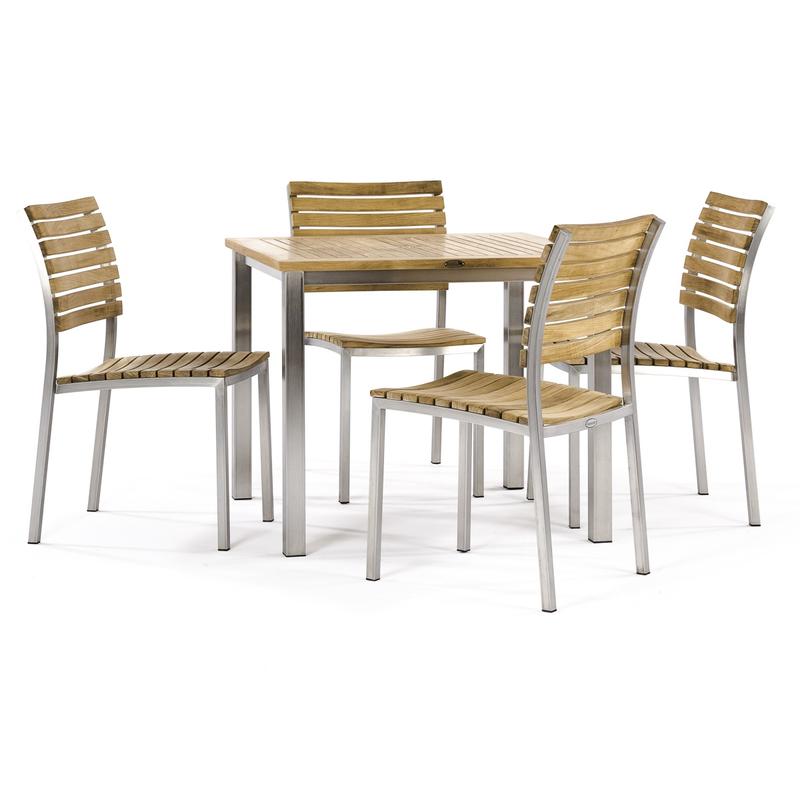 alt="21007ST Vogue Side Chair with 5 piece Vogue Square Dining Set on white background"