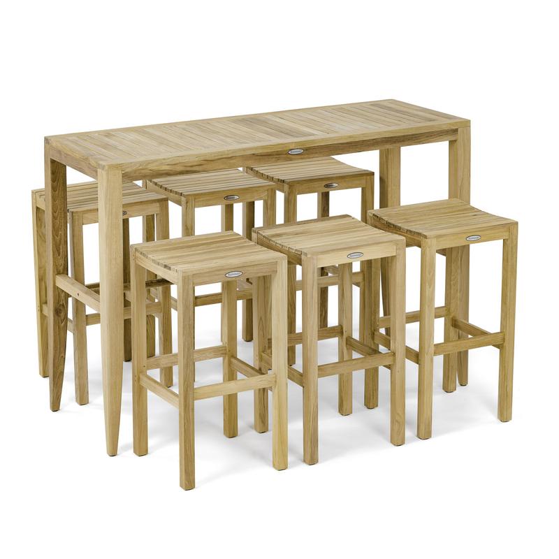 alt="Rectangular Somerset Teak Pub Table And Stool Set - Picture A"