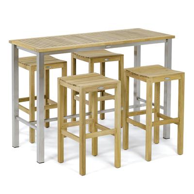 7 pc Backless Teak Bar Table and Stool Set