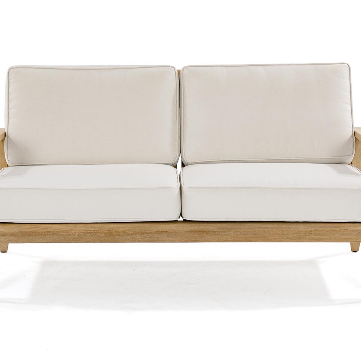 73121LM Laguna Loveseat Cushion in Liso Marfil on Laguna Loveseat Frame front view on white background