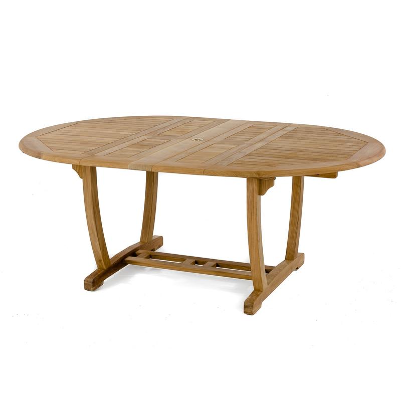 alt="15548 Martinique Teak Extension Table angled view on white background"