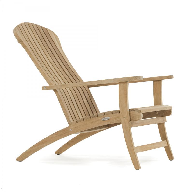 alt="12221 teak Adirondack Chair side view on white background "