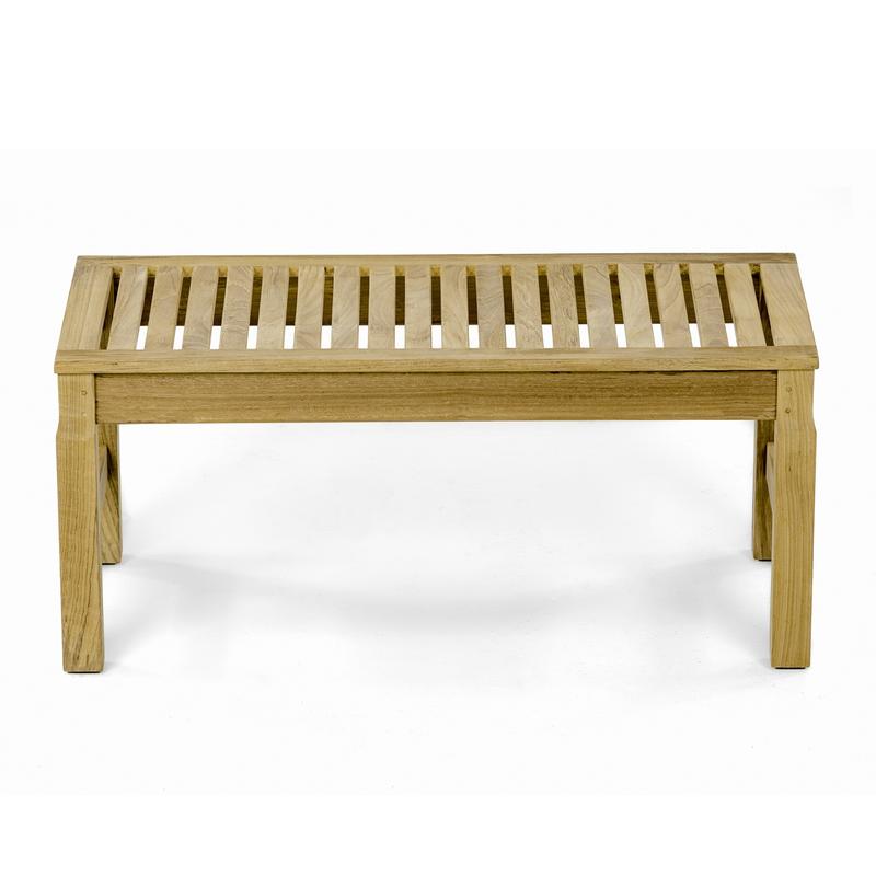 alt="13067 Ocean teak 3 foot long backless Bench side angled view on white background "