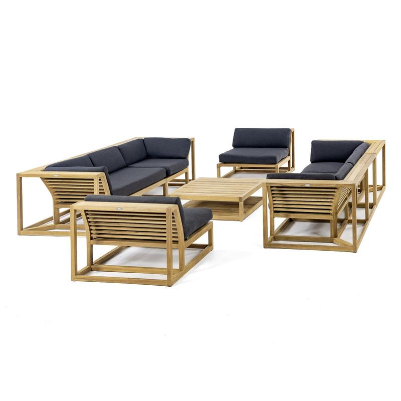 alt="70753 Maya 7 pc Twin Sofa Set with cushions side angle view on white background"