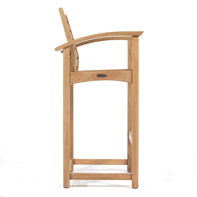 alt="12466 Somerset Teak Bar Stool side profile on white background"