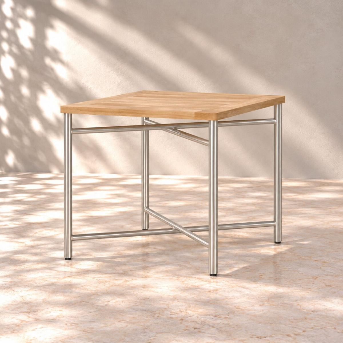Odyssey Teak & Stainless Steel Folding Table — picture A