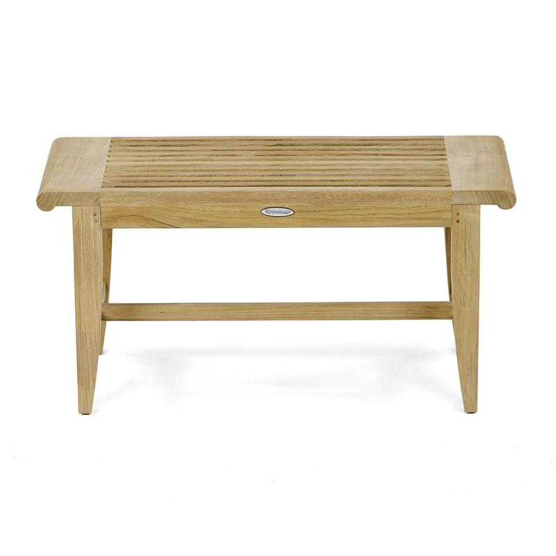 alt="13068 Laguna teak 3 foot long Backless Bench angled side view on white background"