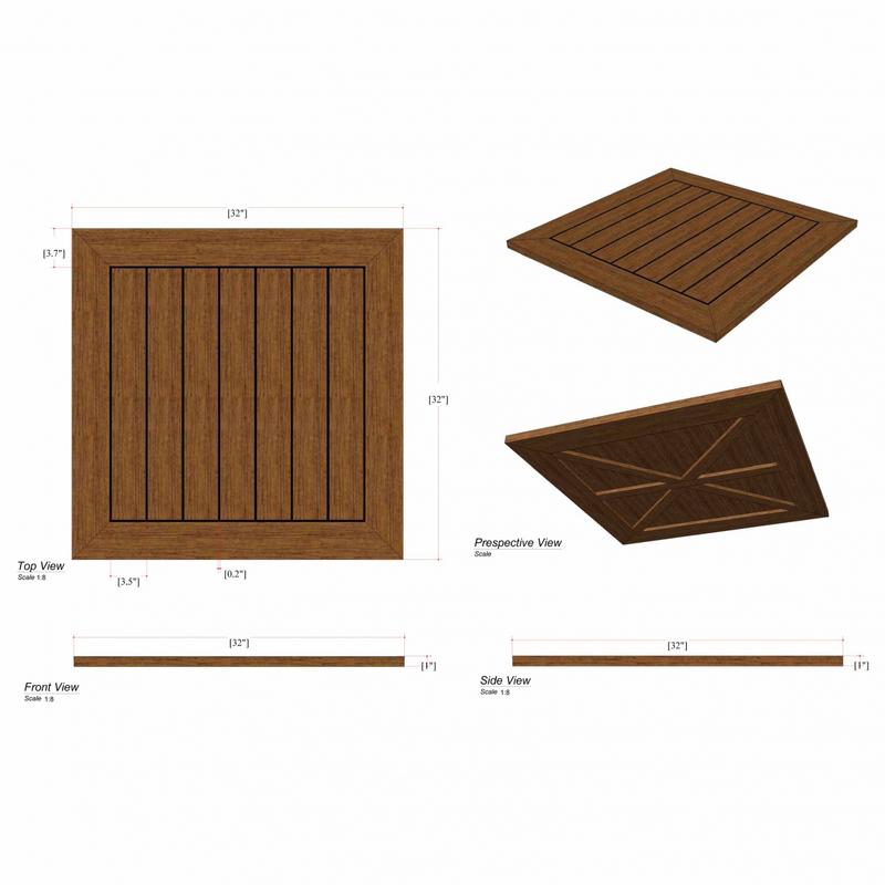 alt="15763 Vogue 32 inch square table top autocad on white background"