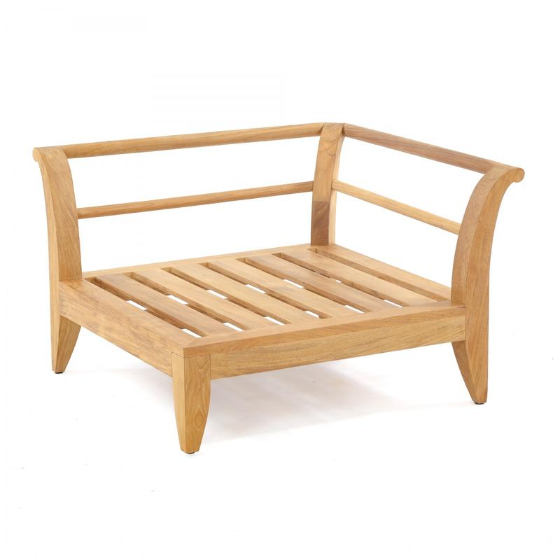 alt="16765 Aman Dais teak Corner Sectional Frame angled on white background"