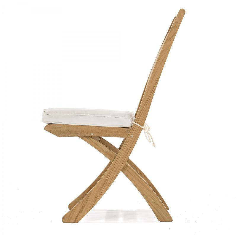 alt="11602S Barbuda Folding Side Chair with optional canvas color seat cushion side profile on white background"