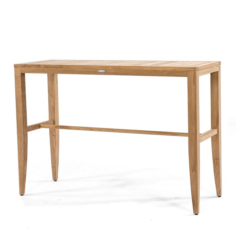 alt="70684 Laguna teak bar table side view on white background"