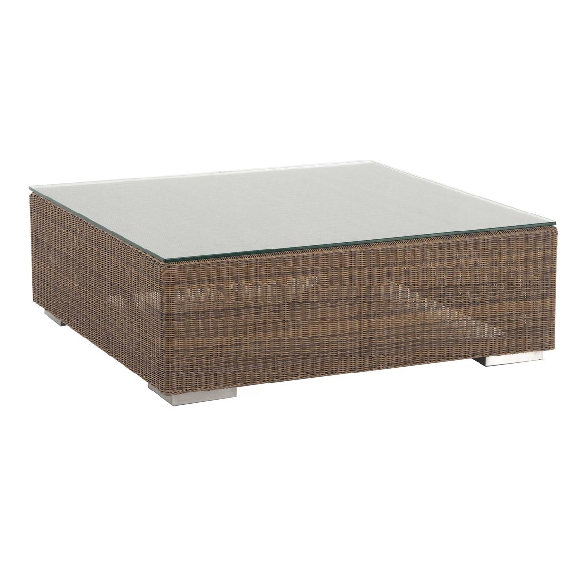 31006SG Malaga Ottoman/Coffee Table - Summer Grass with glass top in angled view on white background