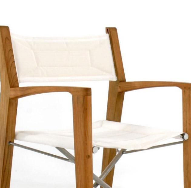 72915MTO Odyssey Chair Fabric for Odyssey teak 2015 chair side angled view on white background
