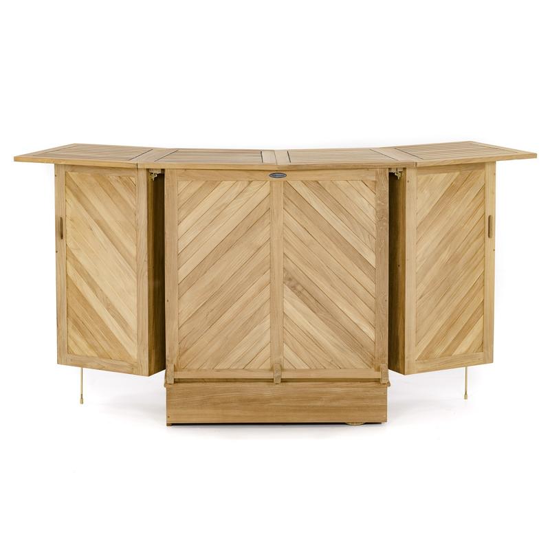 alt="17112 Somerset teak Bar showing side doors open front view on white background"