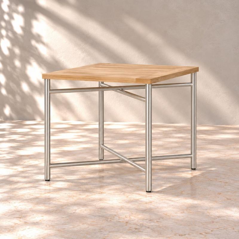 alt="Odyssey Teak & Stainless Steel Folding Table - Picture A"